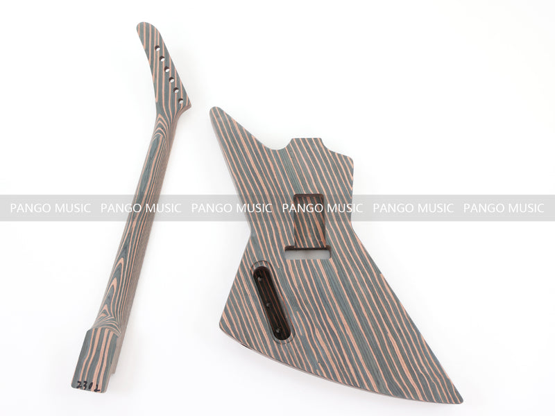 All Zebrawood Explorer Style DIY Electric Guitar Kit (PEX-230X)