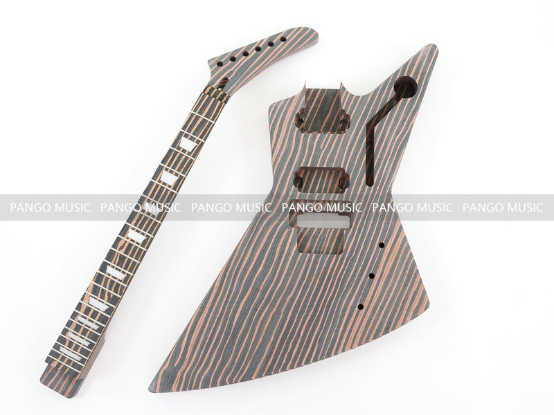 All Zebrawood Explorer Style DIY Electric Guitar Kit (PEX-230X)