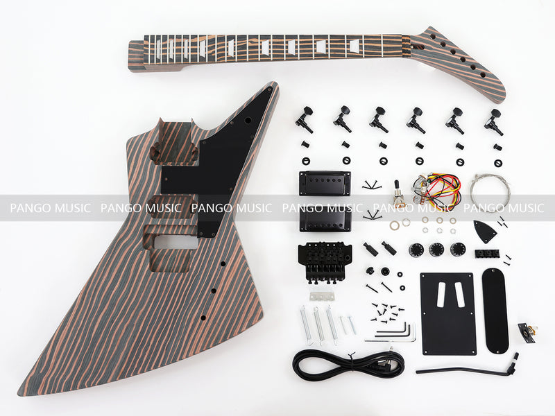 All Zebrawood Explorer Style DIY Electric Guitar Kit (PEX-230X)