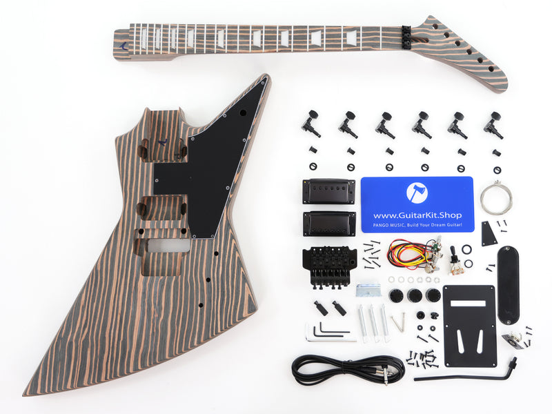 All Zebrawood Explorer Style DIY Electric Guitar Kit (PEX-230)