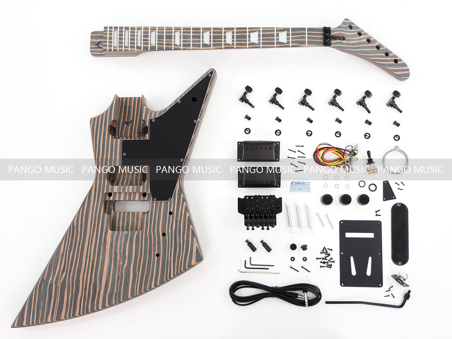 All Zebrawood Explorer Style DIY Electric Guitar Kit (PEX-230