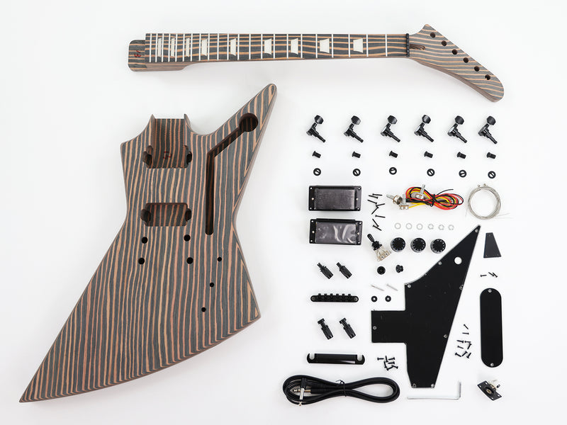 All Zebrawood Explorer Style DIY Electric Guitar Kit (PEX-228)
