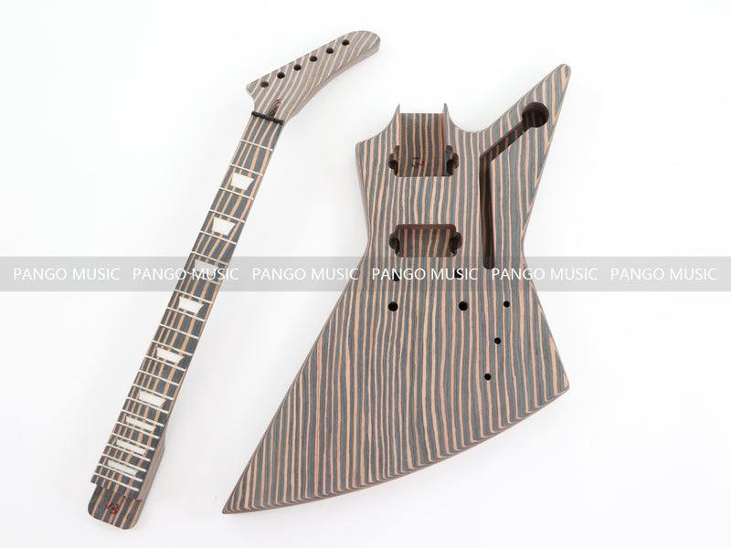 All Zebrawood Explorer Style DIY Electric Guitar Kit (PEX-228)