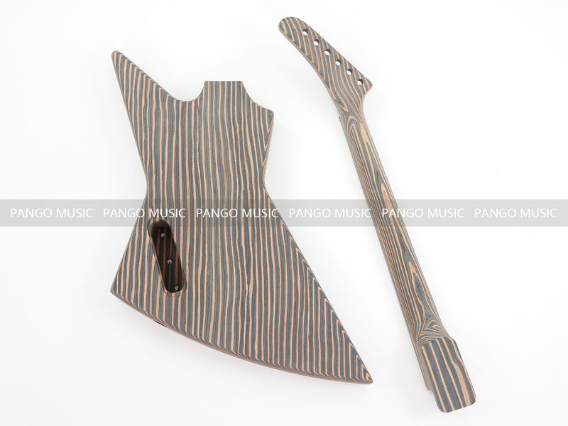 All Zebrawood Explorer Style DIY Electric Guitar Kit (PEX-228)