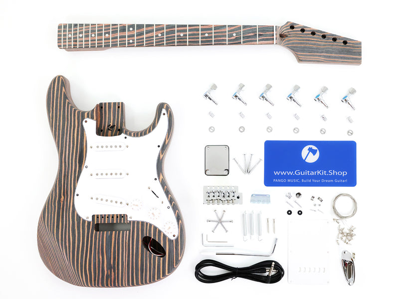 All Zebrawood Blank Headstock ST Style DIY Electric Guitar Kit (PST-567)