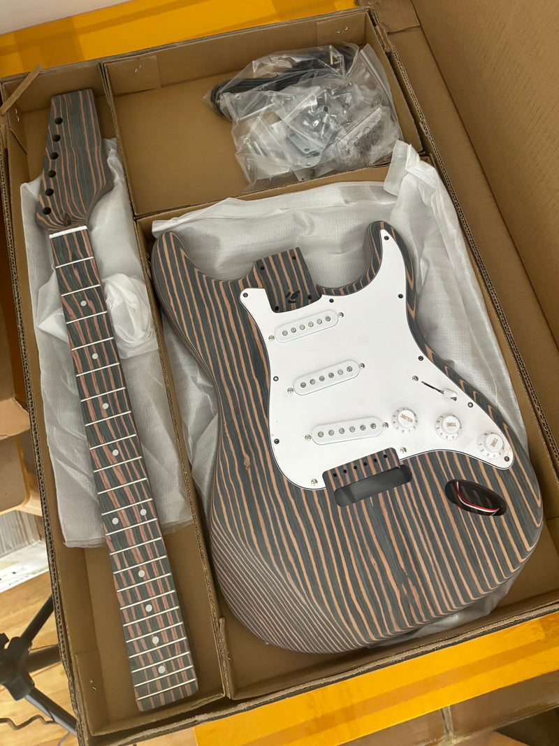 All Zebrawood Blank Headstock ST Style DIY Electric Guitar Kit (PST-567)