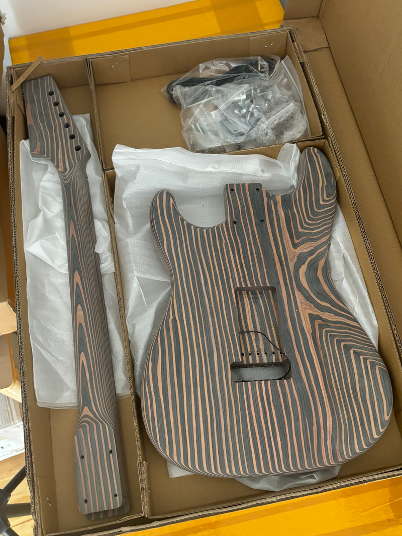 All Zebrawood Blank Headstock ST Style DIY Electric Guitar Kit (PST-567)