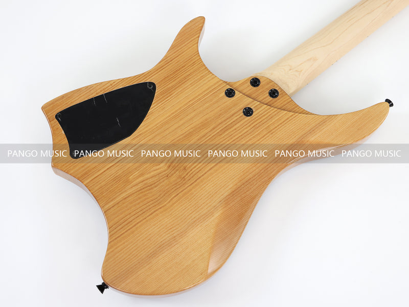 Ash Body Headless Electric Guitar with Burl Maple Top (PWT-724S)