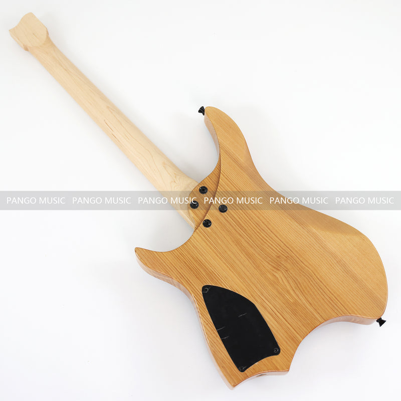 Ash Body Headless Electric Guitar with Burl Maple Top (PWT-724S)