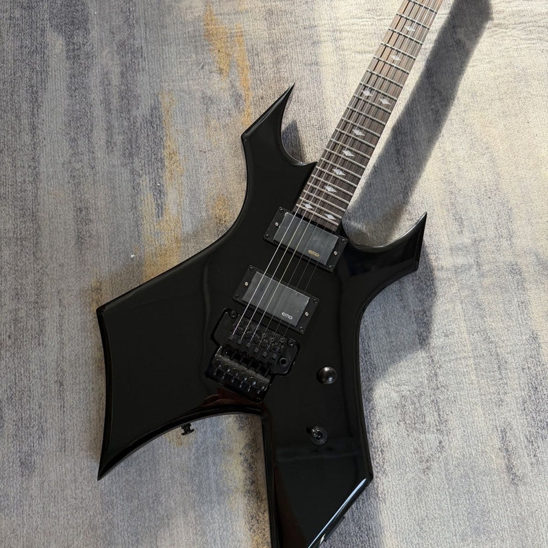 BC Rich-Inspired Warlock Style Electric Guitar with Gloss Black Finish (LRG-070)