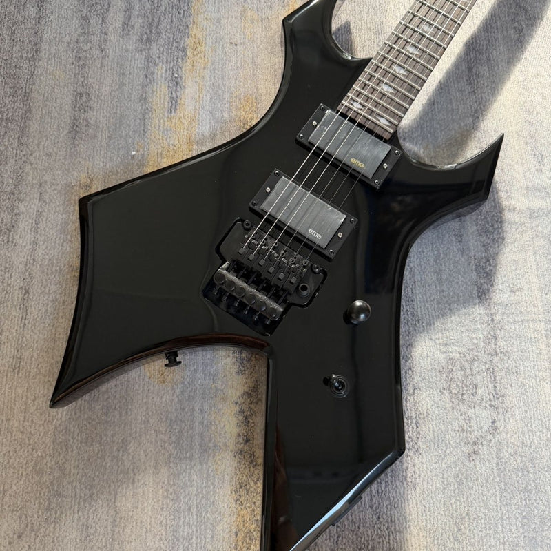 BC Rich-Inspired Warlock Style Electric Guitar with Gloss Black Finish (LRG-070)