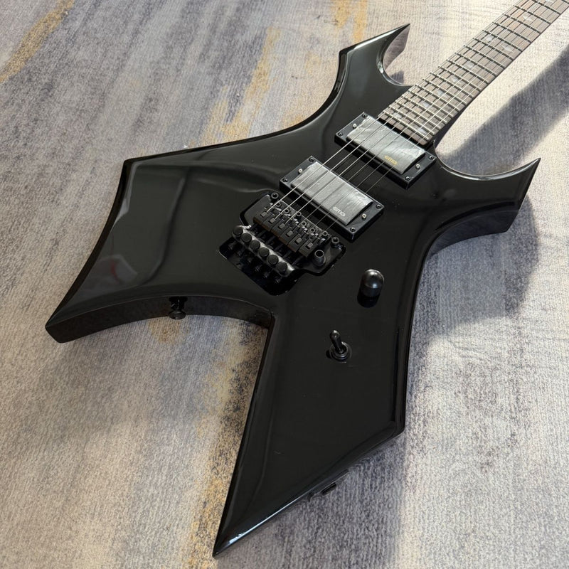 BC Rich-Inspired Warlock Style Electric Guitar with Gloss Black Finish (LRG-070)