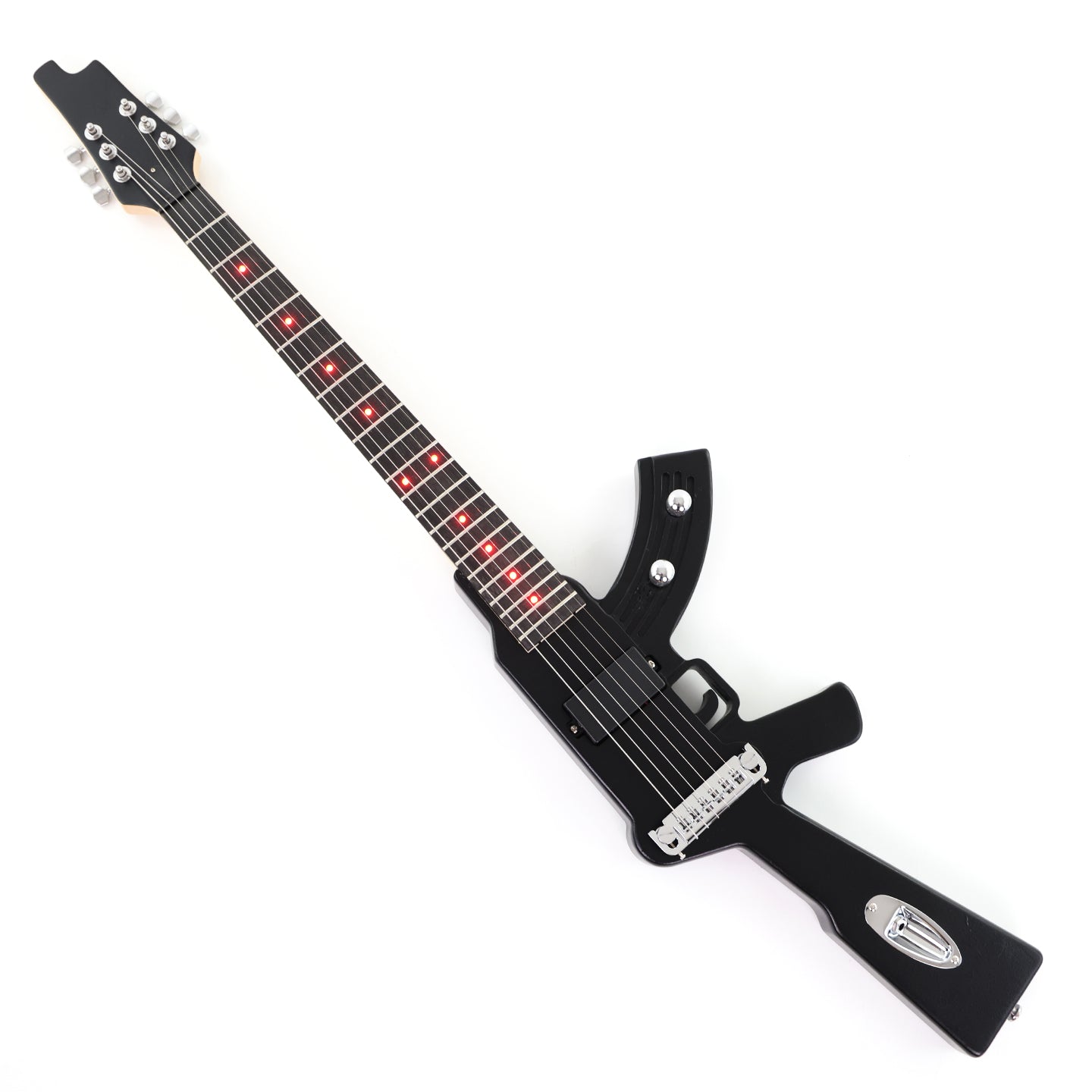 ギター AK Custom Guitars #002 00-42style Black AK-47 Gun Shaped Electric Guitar with Red LED Fingerboard