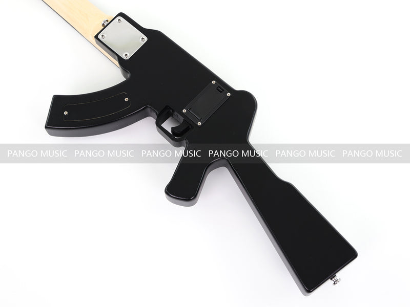 Black AK-47 Gun Shaped Electric Guitar with Red LED Fingerboard Light (PAK-47)