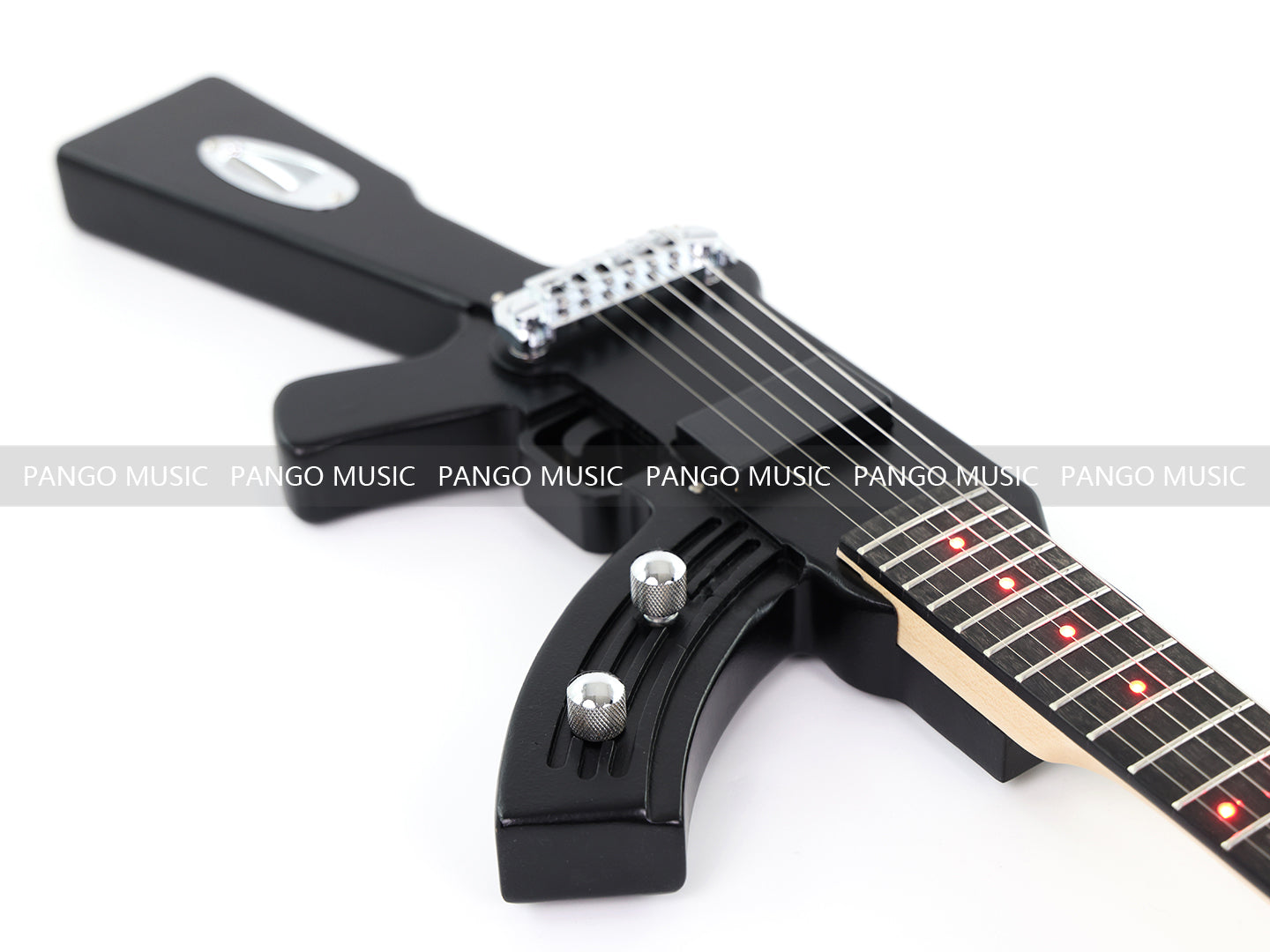 Black AK-47 Gun Shaped Electric Guitar with Red LED Fingerboard