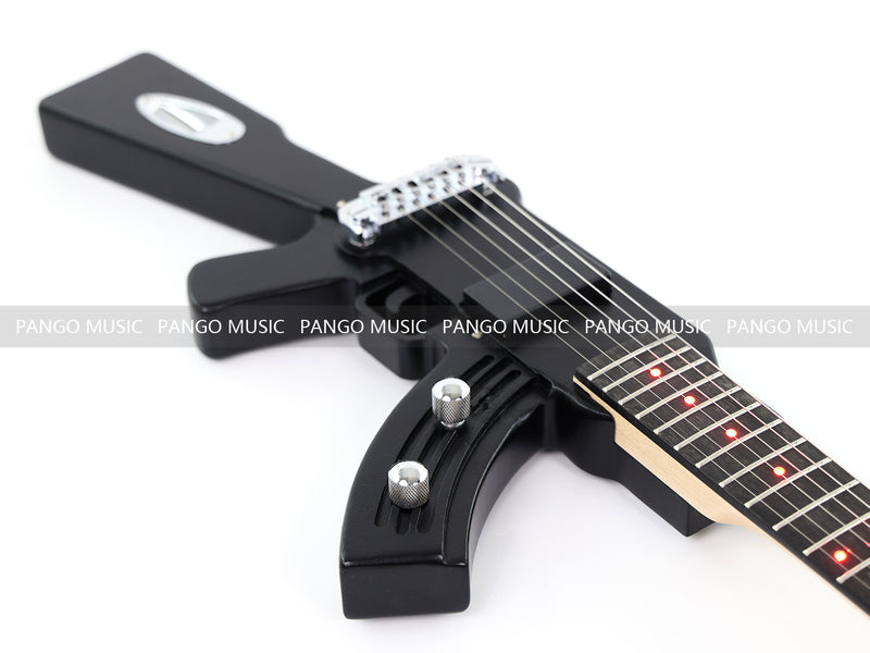 Black AK-47 Gun Shaped Electric Guitar with Red LED Fingerboard Light (PAK-47)