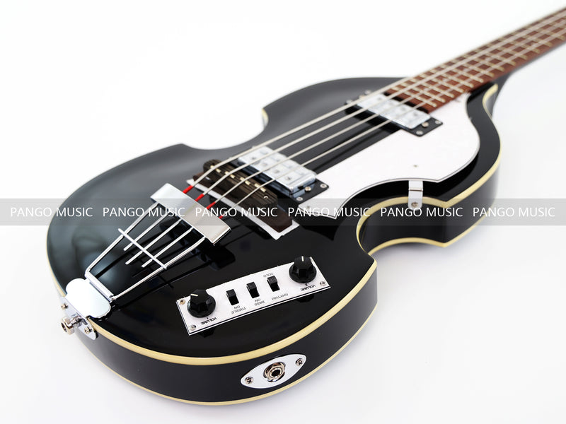 Black Violin Semi-Hollow Body 4 String Electric Bass Guitar Bundle (PHY-166-B)