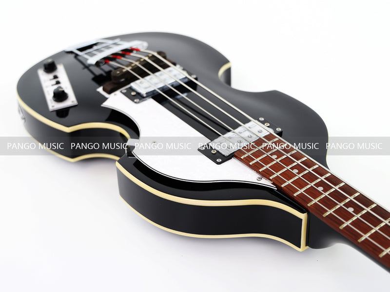 Black Violin Semi-Hollow Body 4 String Electric Bass Guitar Bundle (PHY-166-B)