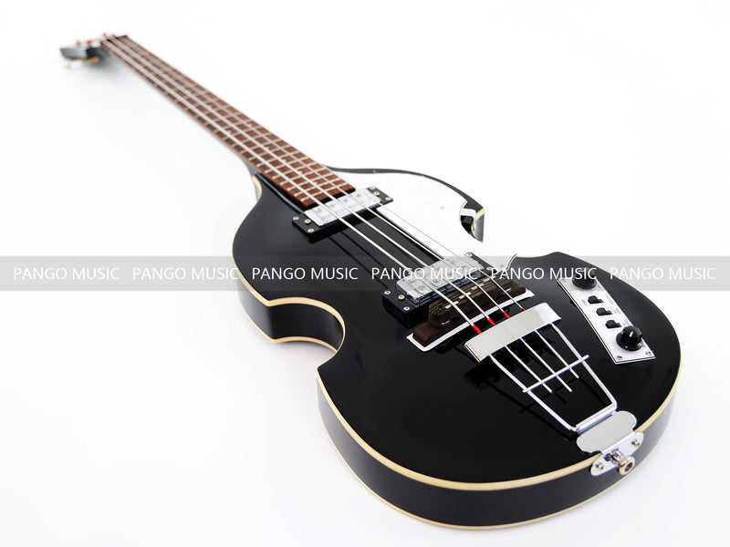 Black Violin Semi-Hollow Body 4 String Electric Bass Guitar Bundle (PHY-166-B)