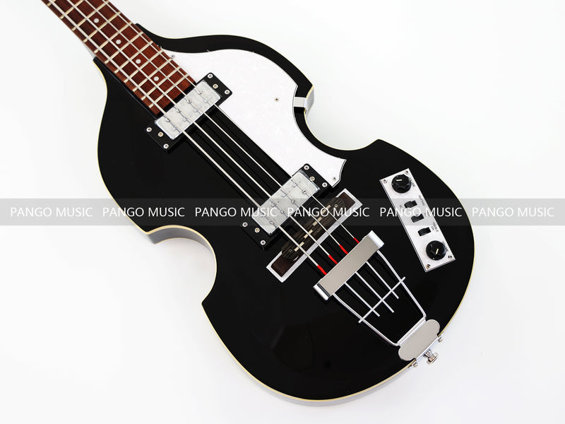 Black Violin Semi-Hollow Body 4 String Electric Bass Guitar Bundle (PHY-166-B)