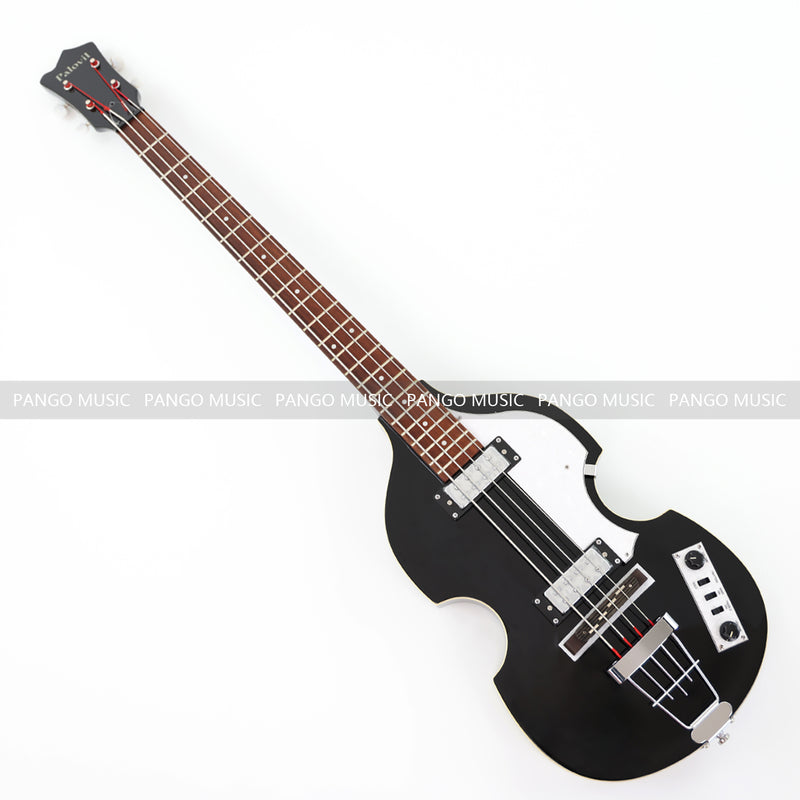 Black Violin Semi-Hollow Body 4 String Electric Bass Guitar Bundle (PHY-166-B)