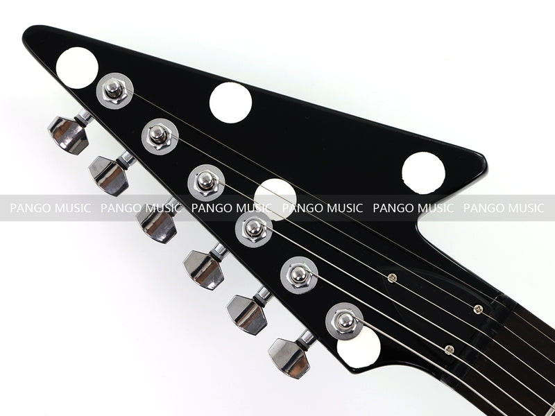 Black White Polka Dot Flying V Style Electric Guitar (LRG-023X)