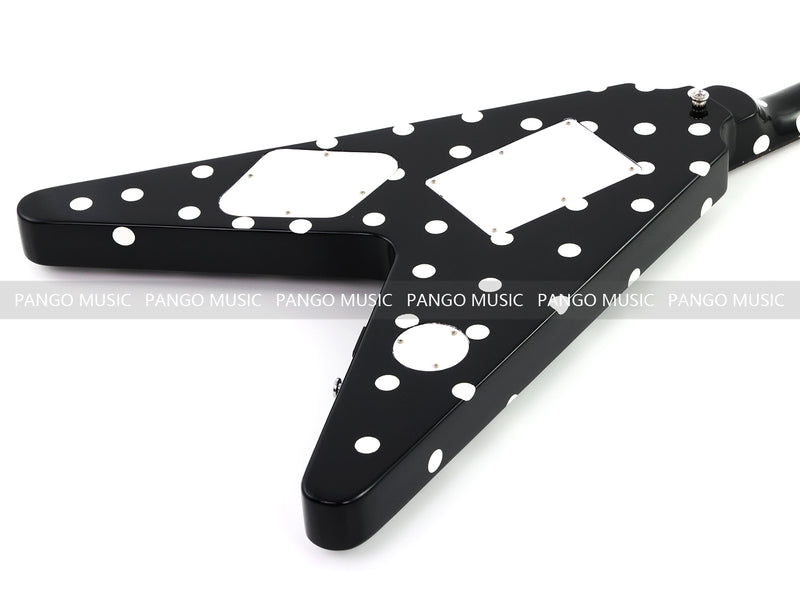 Black White Polka Dot Flying V Style Electric Guitar (LRG-023X)