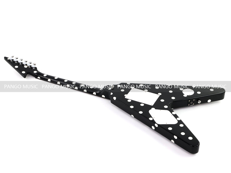Black White Polka Dot Flying V Style Electric Guitar (LRG-023X)