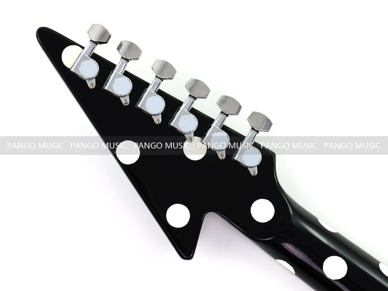 Black White Polka Dot Flying V Style Electric Guitar (LRG-023X)