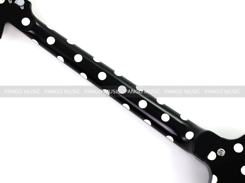 Black White Polka Dot Flying V Style Electric Guitar (LRG-023X)