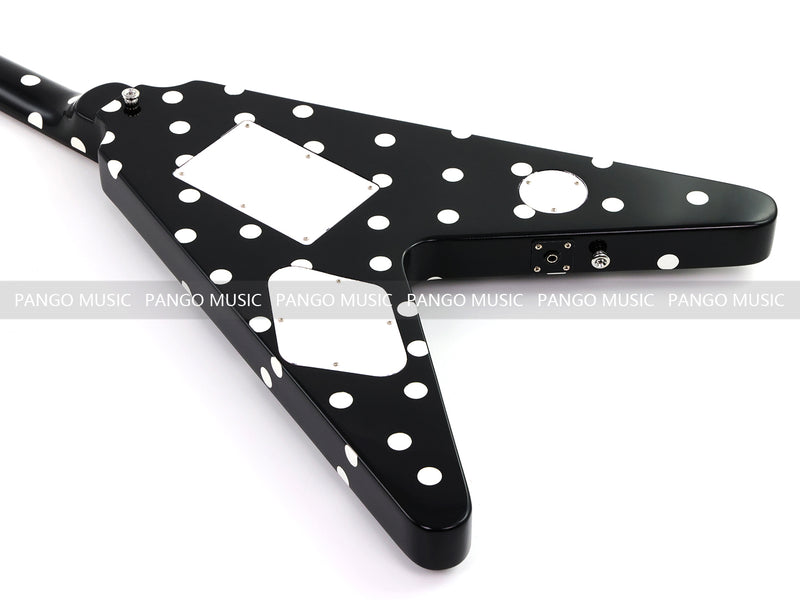 Black White Polka Dot Flying V Style Electric Guitar (LRG-023X)