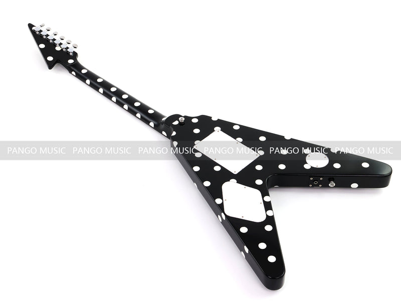 Black White Polka Dot Flying V Style Electric Guitar (LRG-023X)