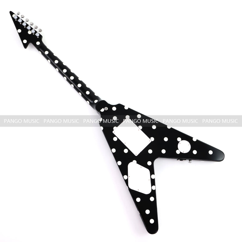 Black White Polka Dot Flying V Style Electric Guitar (LRG-023X)