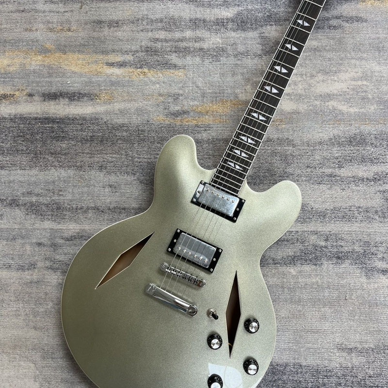 Champagne Gold Metallic 335 Style Semi-Hollow Archtop Electric Guitar (LRG-047)