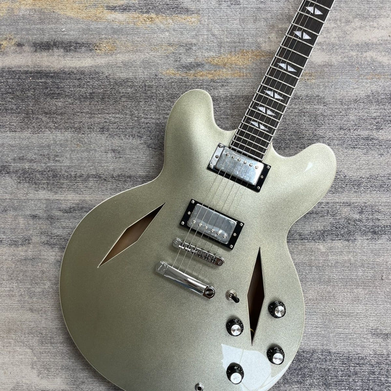 Champagne Gold Metallic 335 Style Semi-Hollow Archtop Electric Guitar (LRG-047)