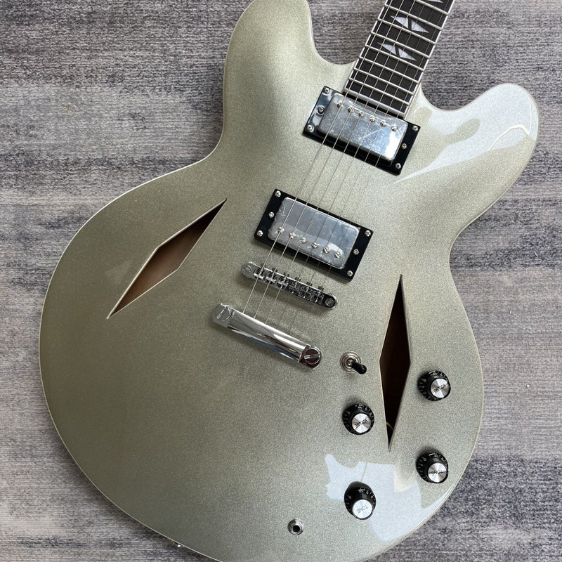 Champagne Gold Metallic 335 Style Semi-Hollow Archtop Electric Guitar (LRG-047)