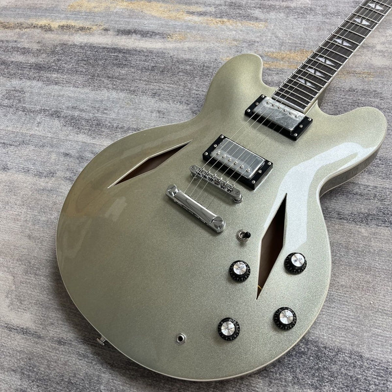 Champagne Gold Metallic 335 Style Semi-Hollow Archtop Electric Guitar (LRG-047)