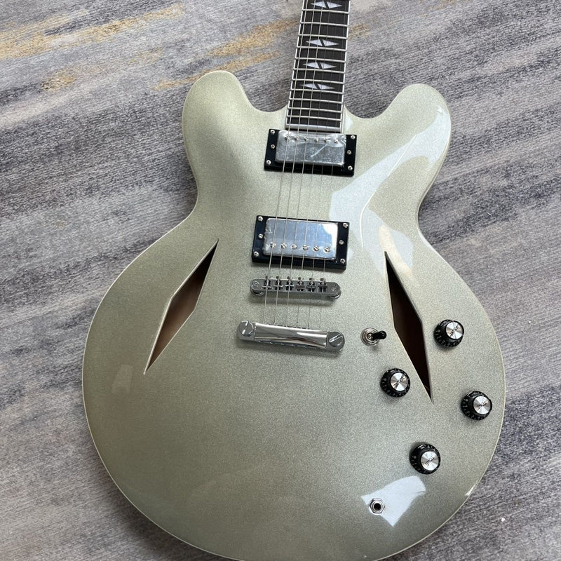 Champagne Gold Metallic 335 Style Semi-Hollow Archtop Electric Guitar (LRG-047)