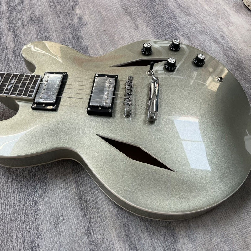 Champagne Gold Metallic 335 Style Semi-Hollow Archtop Electric Guitar (LRG-047)