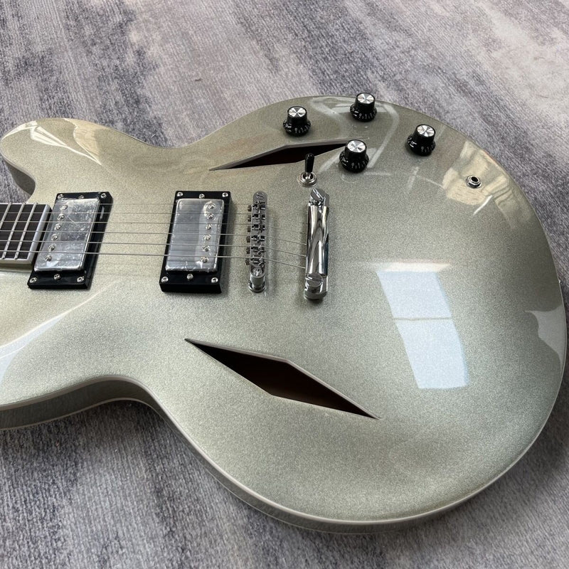 Champagne Gold Metallic 335 Style Semi-Hollow Archtop Electric Guitar (LRG-047)