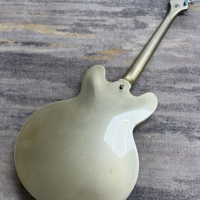 Champagne Gold Metallic 335 Style Semi-Hollow Archtop Electric Guitar (LRG-047)