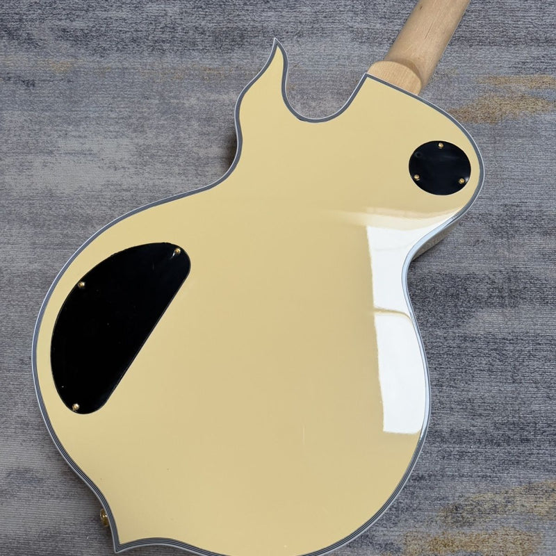 Cream Black Bullseye Gloss Finish Single Cut Electric Guitar (LRG-042)