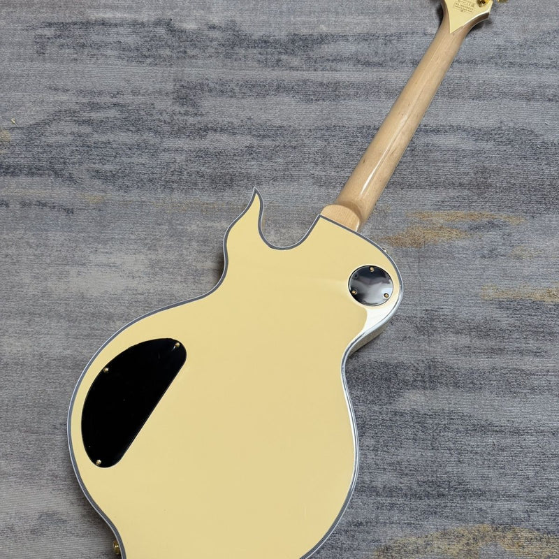 Cream Black Bullseye Gloss Finish Single Cut Electric Guitar (LRG-042)