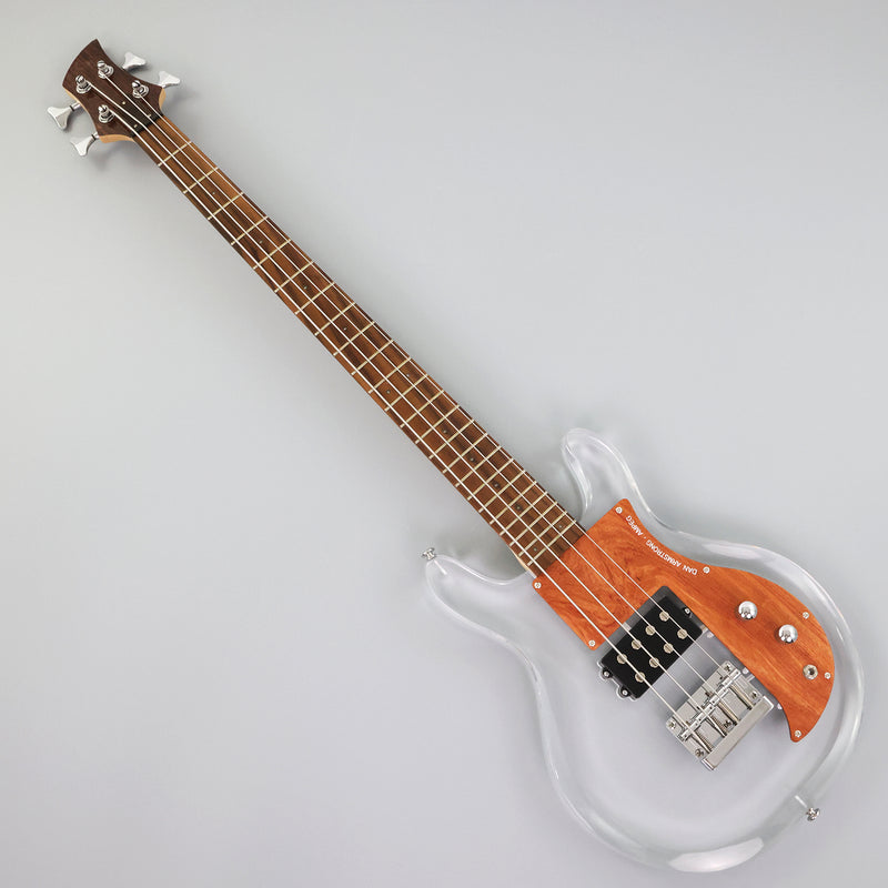Dan Armstrong Style Clear Acrylic 4-String Electric Bass Guitar with Changing LED Lights (PAG-009)