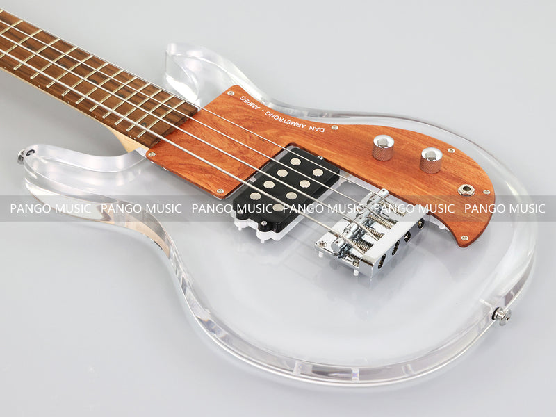 Dan Armstrong Style Clear Acrylic 4-String Electric Bass Guitar with Changing LED Lights (PAG-009)