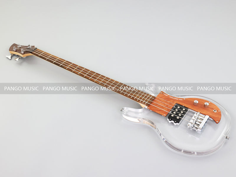 Dan Armstrong Style Clear Acrylic 4-String Electric Bass Guitar with Changing LED Lights (PAG-009)