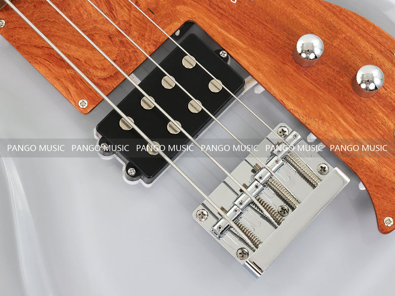 Dan Armstrong Style Clear Acrylic 4-String Electric Bass Guitar with Changing LED Lights (PAG-009)