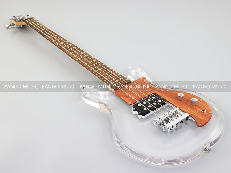 Dan Armstrong Style Clear Acrylic 4-String Electric Bass Guitar with Changing LED Lights (PAG-009)