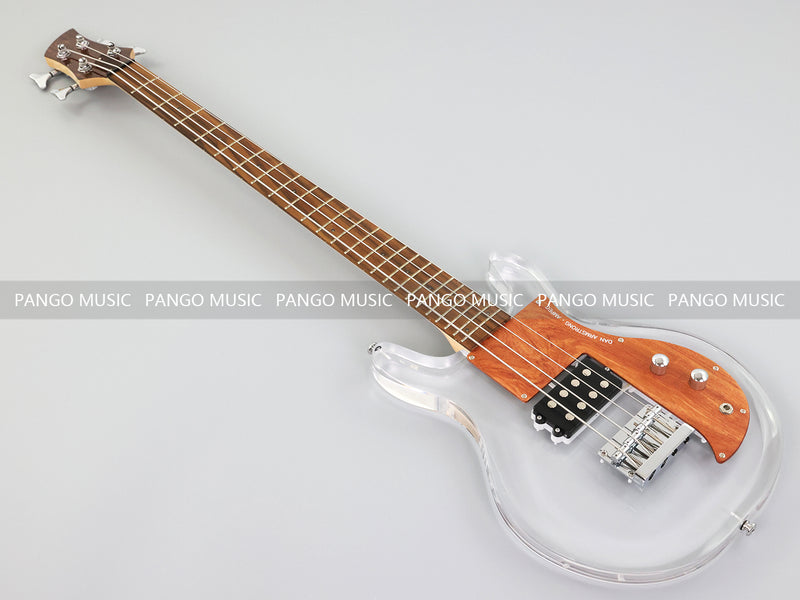 Dan Armstrong Style Clear Acrylic 4-String Electric Bass Guitar with Changing LED Lights (PAG-009)