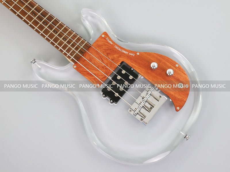 Dan Armstrong Style Clear Acrylic 4-String Electric Bass Guitar with Changing LED Lights (PAG-009)